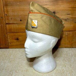 1952 Korean War Army Tan Khaki Garrison Cover cap With Mobile Repair Pin
